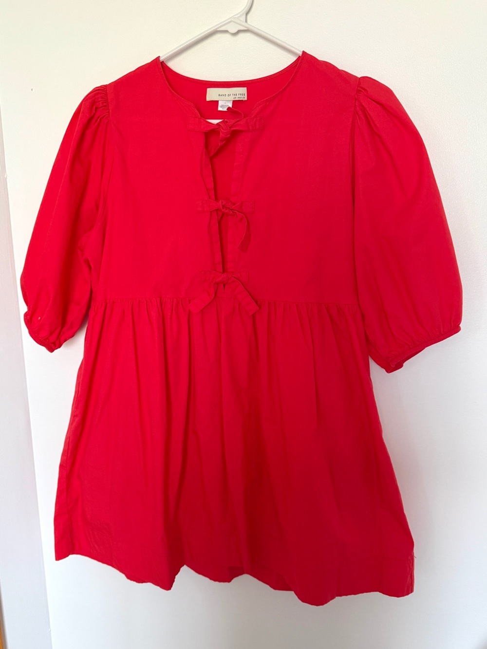 Band of the Free Red Bow Front Babydoll Mini Dress L